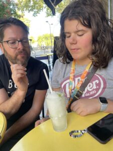 Kristian and Lilian take the sampling of a citronade very seriously