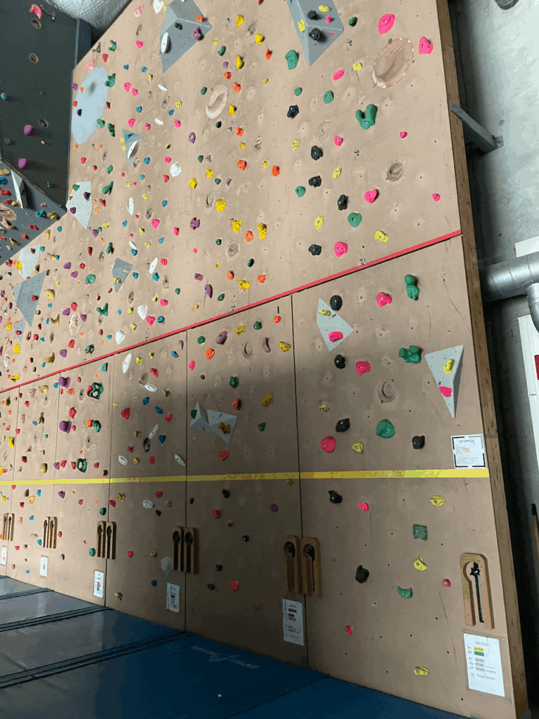 A rock climbing wall