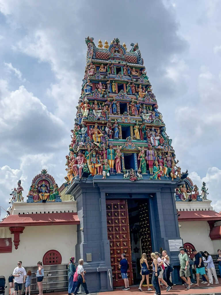 a Hindu temple decorated with colorful animals